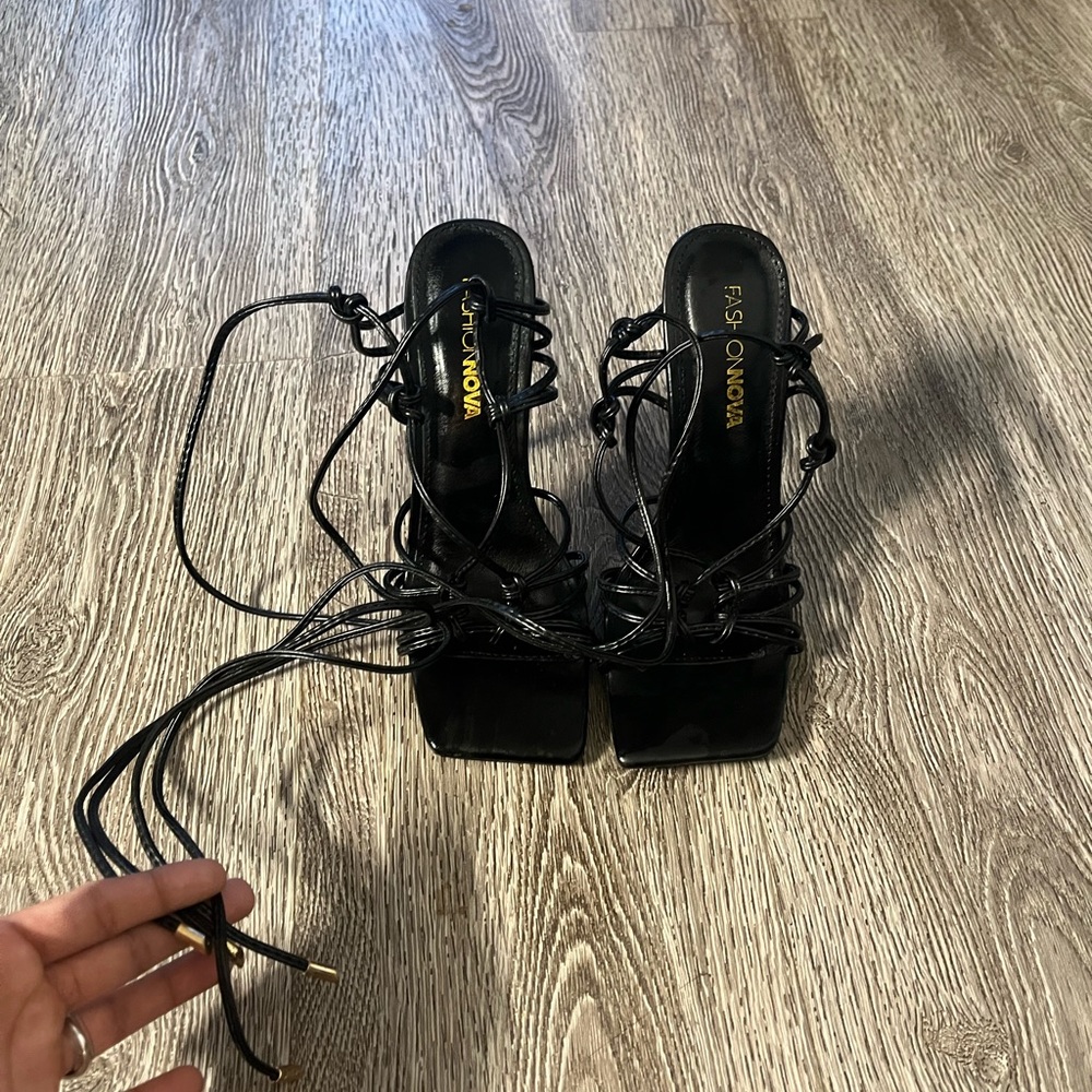 Black lace up heels